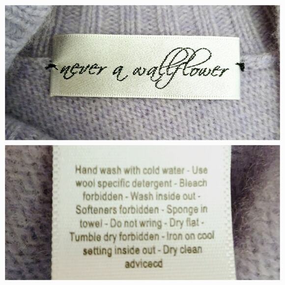 Never A Wallflower Women's 100% Cashmere Mock Neck Poncho Sweater Lilac One Size - Picture 6 of 6